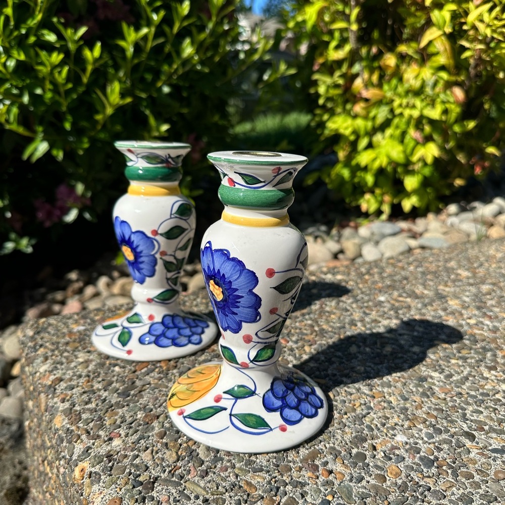 fruit + flower candlesticks vintage Italian style